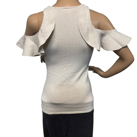 Lilly Pulitzer Ivory Rayon Blend Cold Shoulder Tank Top/Cami Sweater Size: XXS - Picture 2 of 10